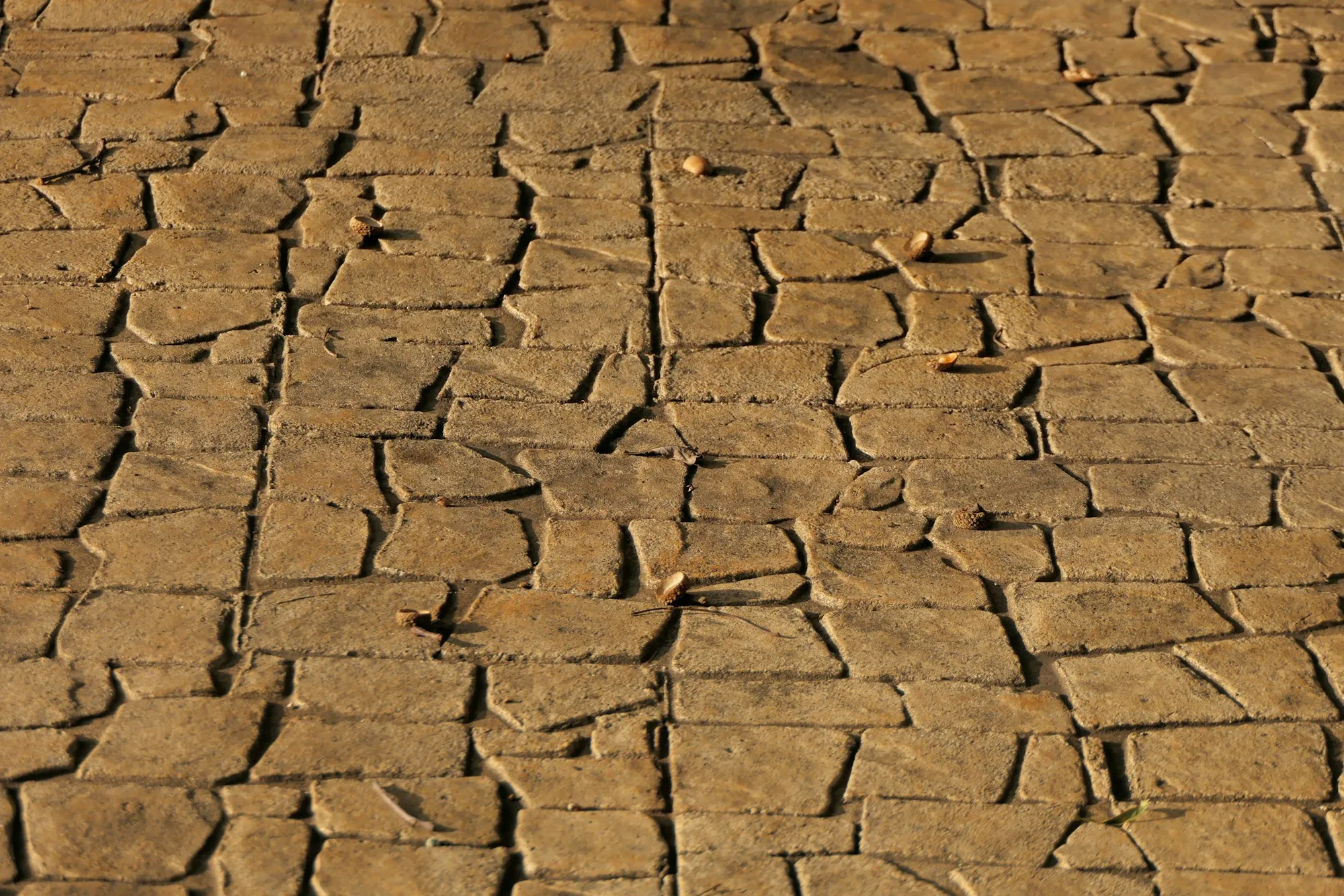 Tan stamped concrete with an ashlar stone pattern